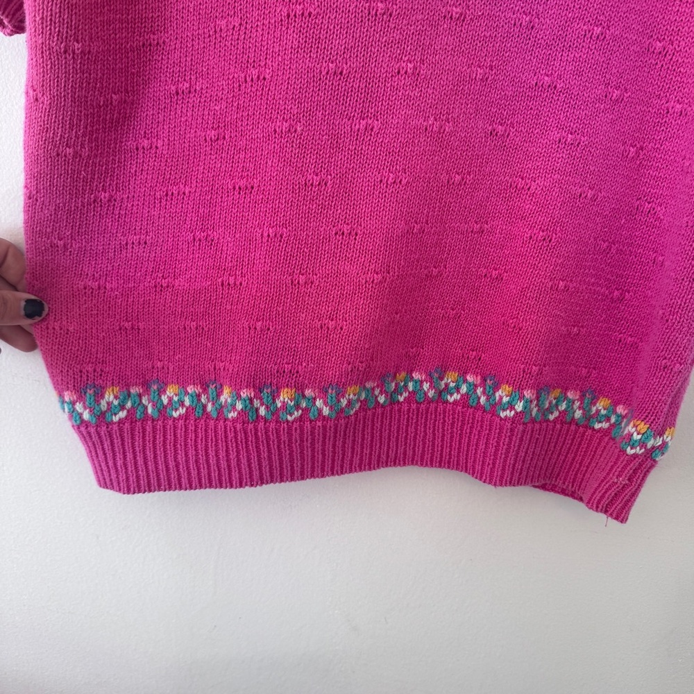 American Vintage Cottage Core Knit Handmade Pink Sweater Costal Grandma - Picture 7 of 10